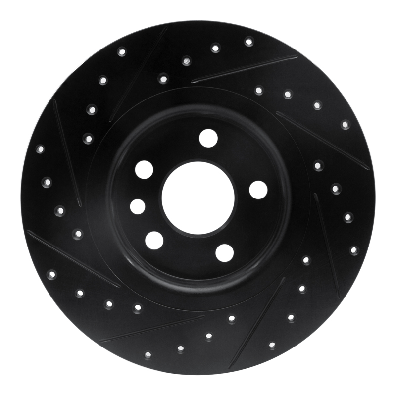 Jaguar E-Pace Brake Rotor (1) - Rear Right - R1 Concepts - Drilled & Slotted - Black - `15-`20